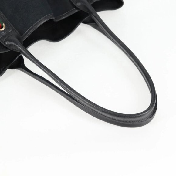 GUCCI GG Canvas Web Sherry Line Pretty Tote Bag Black Gold 163805 Auth 131957V - Picture 8 of 16